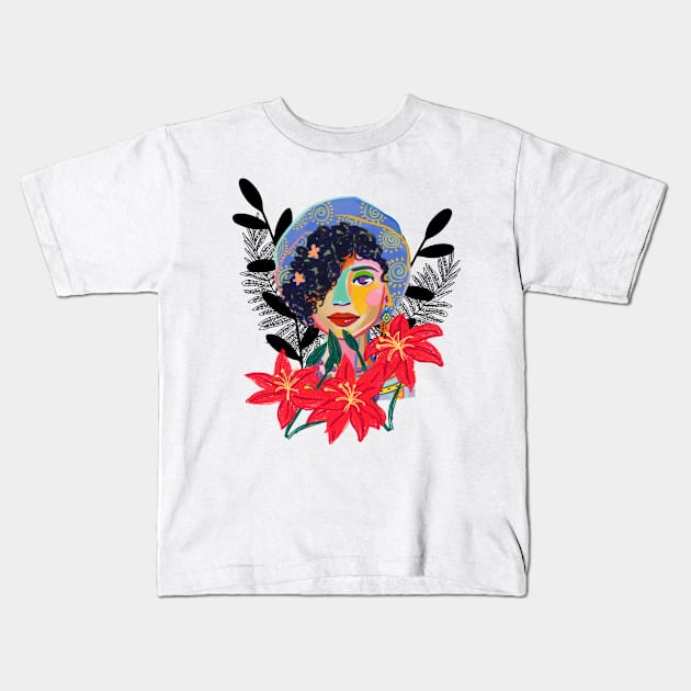 Feminine Beauty Kids T-Shirt by Prilidiarts